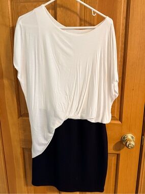 Bailey 44 Two-Tone Black Pencil Skirt with White Overlay